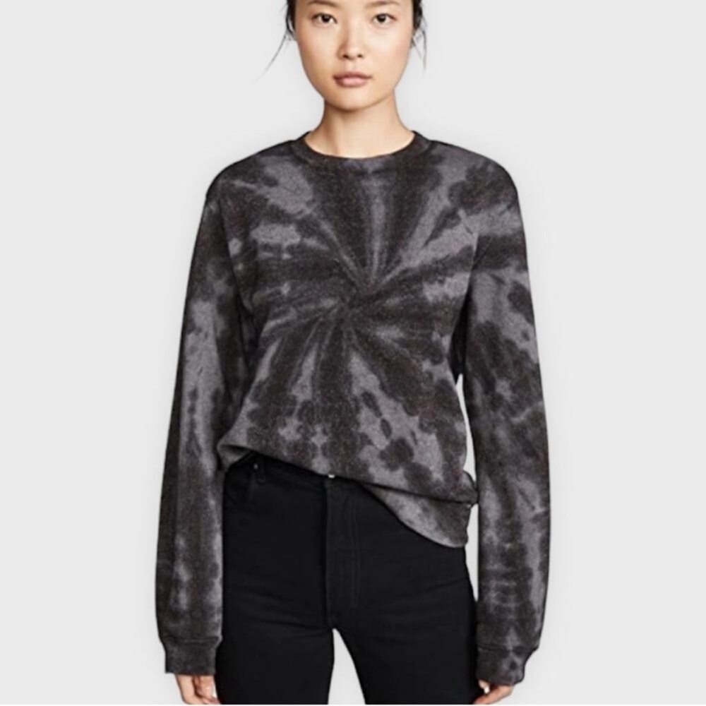 RtA Graphite Gray Tie Dye Sparkle Emma Crewneck Sweatshirt
